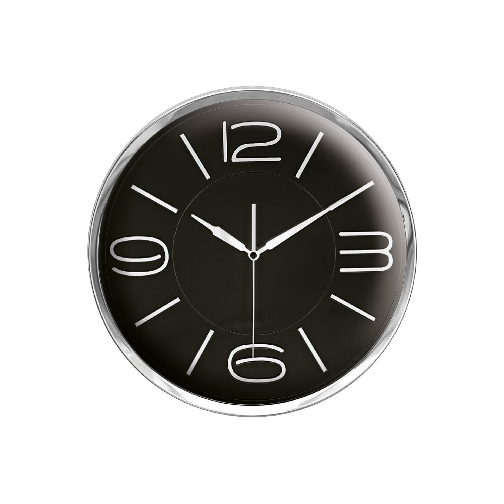 5006134 ATHENA305 SİYAH-GÜMÜŞ METAL ÇERÇEVE DUVAR SAATİ (360 MM) - Görsel 1