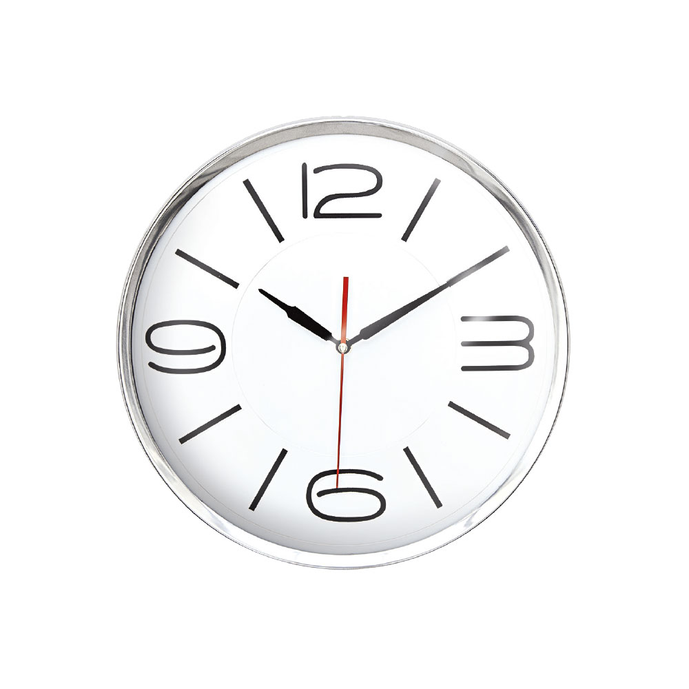 5006144 ATHENA305 BEYAZ-GÜMÜŞ METAL ÇERÇEVE DUVAR SAATİ (360 MM) - Görsel 1