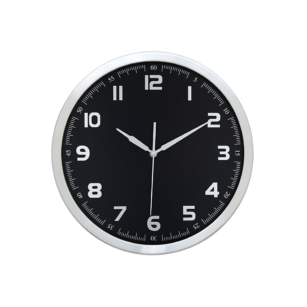 5007101 ATLAS902 SİYAH ALÜMİNYUM ÇERÇEVE DUVAR SAATİ (355 MM) - Görsel 1