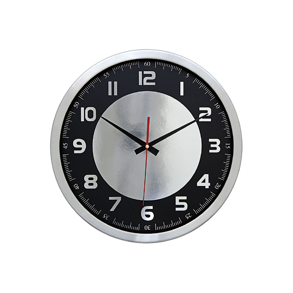 5007134 ATLAS902 BEYAZ-GÜMÜŞ ALÜMİNYUM ÇERÇEVE DUVAR SAATİ (355 MM) - Görsel 1