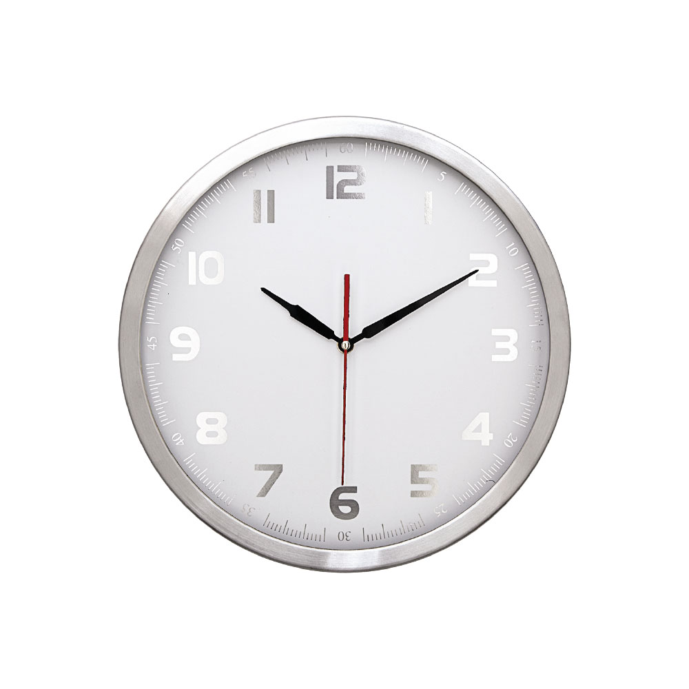 5007144 ATLAS902 SİYAH-GÜMÜŞ ALÜMİNYUM ÇERÇEVE DUVAR SAATİ (355 MM) - Görsel 1