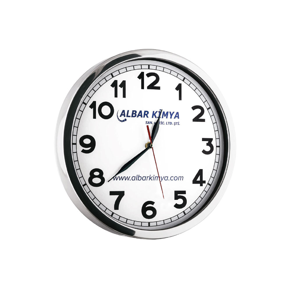 5008144 AURA601 BEYAZ-GÜMÜŞ METAL ÇERÇEVE DUVAR SAATİ (405 MM) - Görsel 1