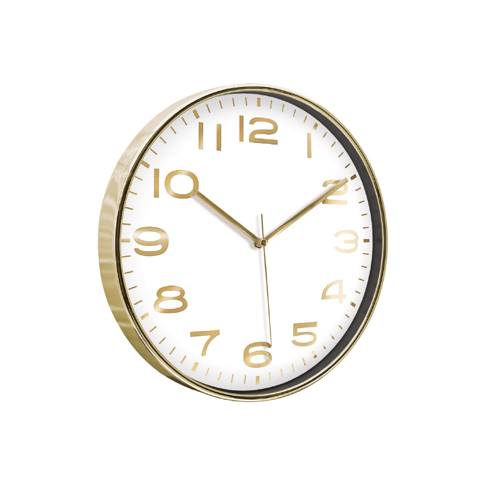 5010143 HADES406 ALTIN-BEYAZ METALİZE ÇERÇEVE DUVAR SAATİ(380 MM) - Görsel 1