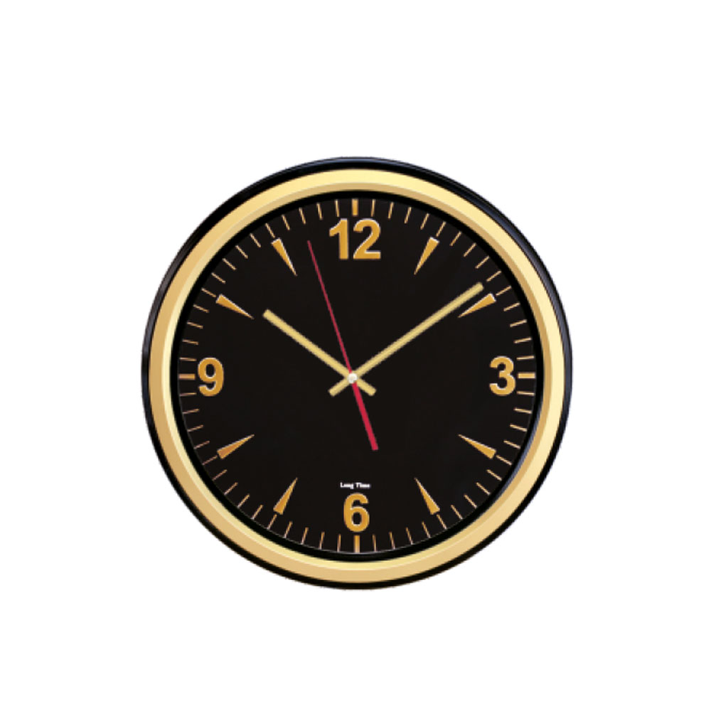 501633 ERİŞ321 SİYAH-ALTIN PLASTİK KASA DUVAR SAATİ (350 MM) - Görsel 1