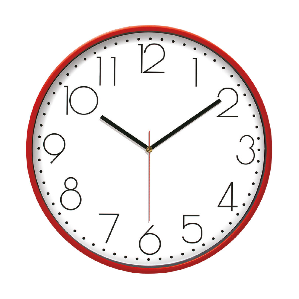 5044504 PAN164 KIRMIZI PLASTİK ÇERÇEVE DUVAR SAATİ (380 MM) - Görsel 1