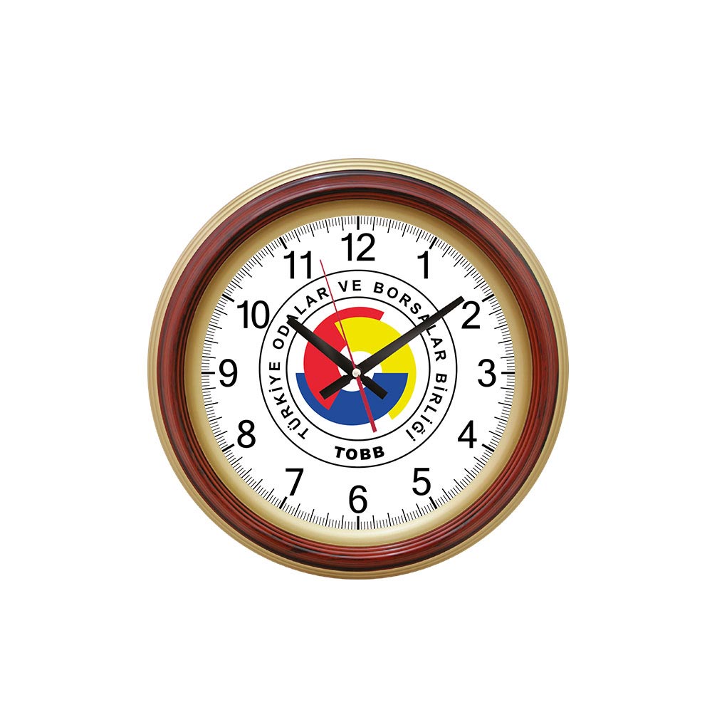 626656 SEDNA526 AHŞAP-ALTIN BRİSTOL KADRAN DUVAR SAATİ (400 MM) - Görsel 1