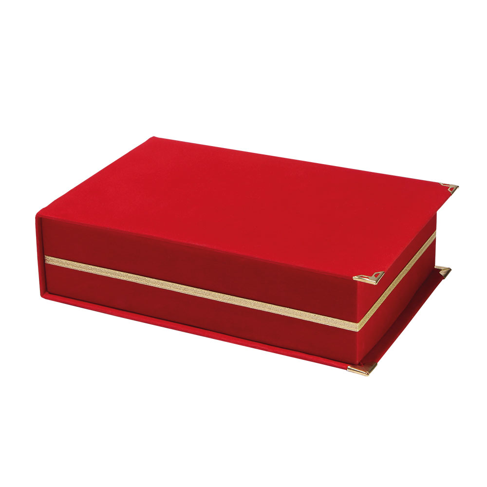 8792041 KAŞMİR(BÜYÜK BOY) KIRMIZI KADİFE PLAKET KUTUSU (16X28) - Görsel 1