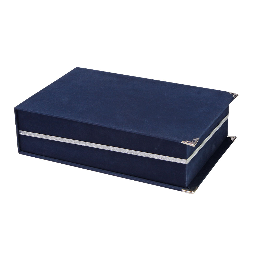 879205 KAŞMİR LACİVERT KADİFE PLAKET KUTUSU (14X24 CM) - Görsel 1