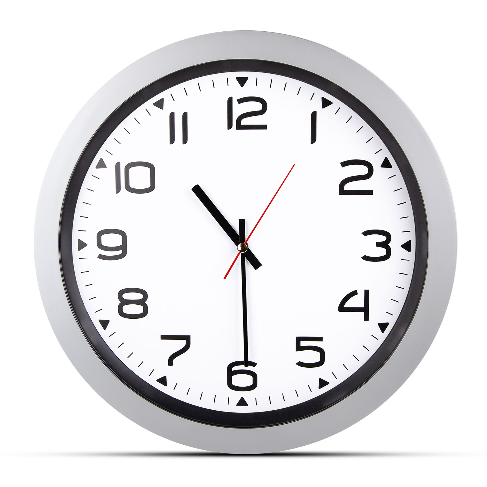 502320-001 HERA GÜMÜŞ PLASTİK KASA DUVAR SAATİ (350MM) - Görsel 1