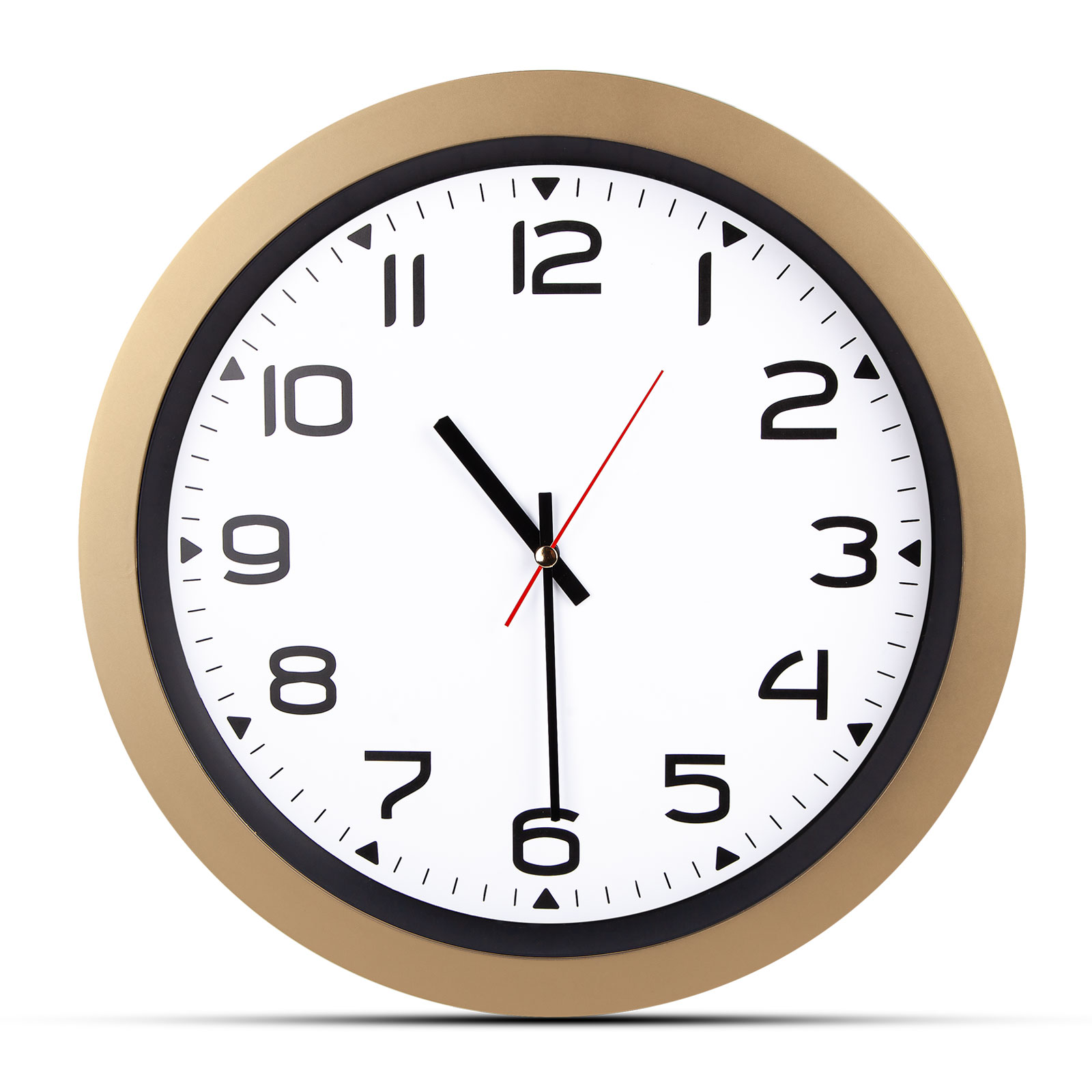 502343-001 HERA ALTIN-BEYAZ PLASTİK KASA DUVAR SAATİ (350MM) - Görsel 1